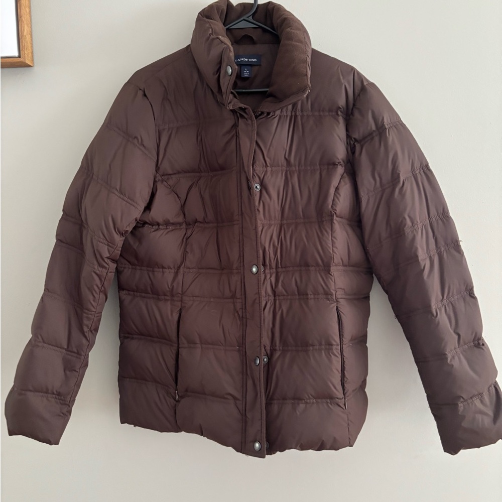 Lands' End Chocolate Brown Puffer Jacket - Picture 2 of 4